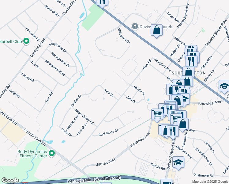 map of restaurants, bars, coffee shops, grocery stores, and more near 424 New Road in Southampton