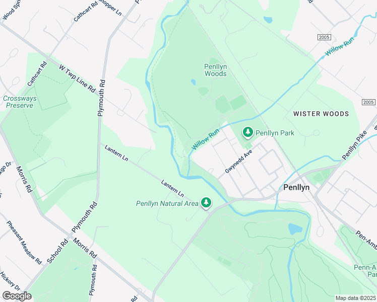 map of restaurants, bars, coffee shops, grocery stores, and more near 1201 Township Line Road in Penllyn