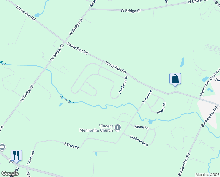 map of restaurants, bars, coffee shops, grocery stores, and more near 38 Percheron Drive in Spring City