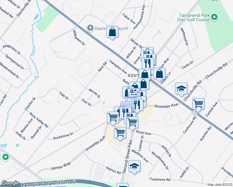 map of restaurants, bars, coffee shops, grocery stores, and more near 23 Belmont Station in Southampton