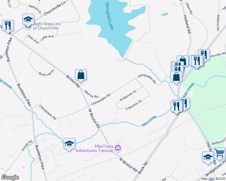 map of restaurants, bars, coffee shops, grocery stores, and more near 1486 Chinquapin Road in Holland