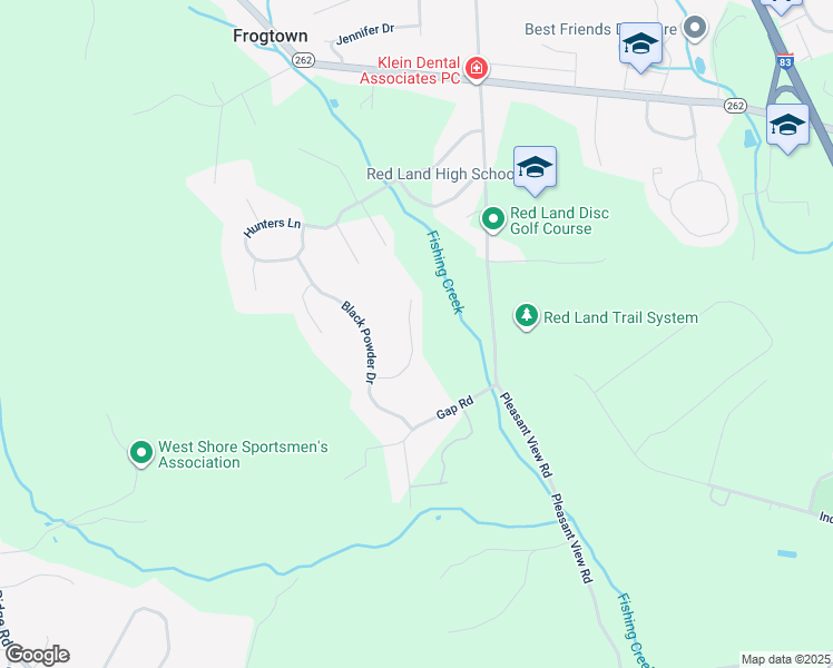map of restaurants, bars, coffee shops, grocery stores, and more near 613 Musket Court in Lewisberry