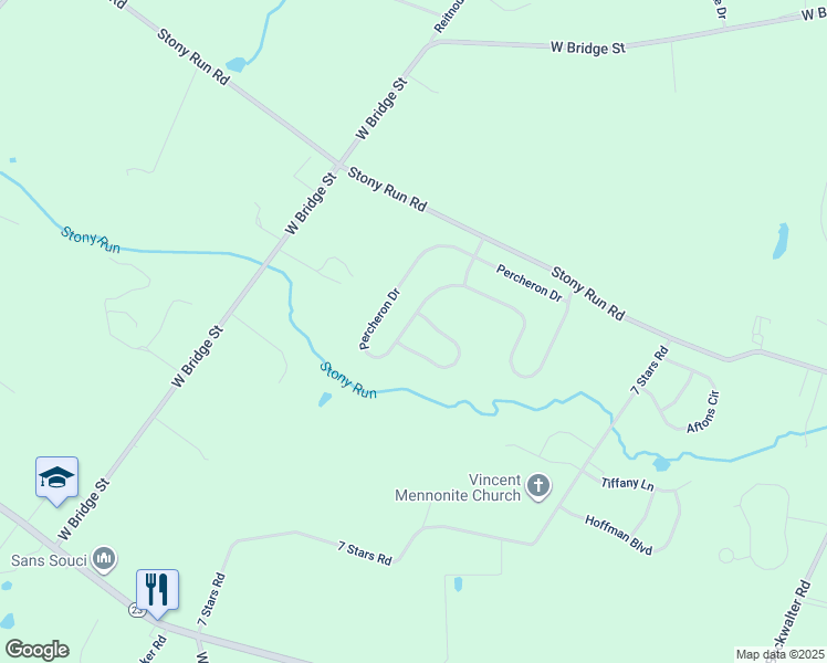 map of restaurants, bars, coffee shops, grocery stores, and more near 66 Percheron Drive in Spring City