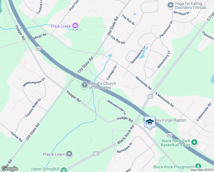 map of restaurants, bars, coffee shops, grocery stores, and more near 36 Saddleview Drive in Royersford
