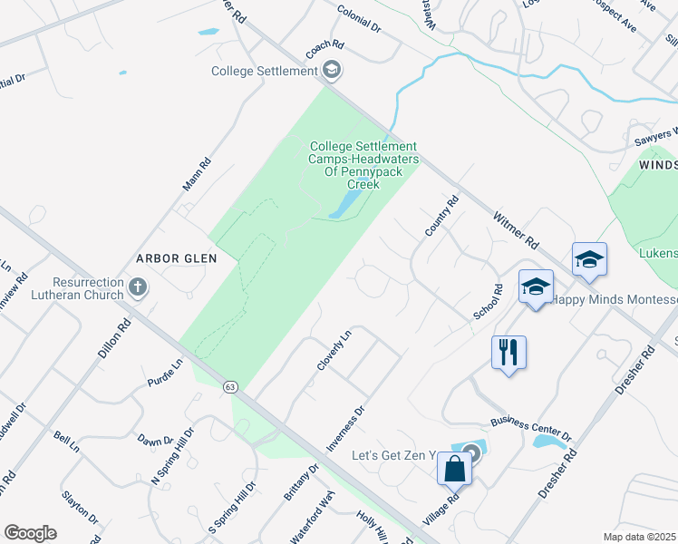 map of restaurants, bars, coffee shops, grocery stores, and more near 6 Robin Circle in Horsham
