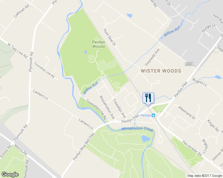 map of restaurants, bars, coffee shops, grocery stores, and more near 1115 Trewellyn Avenue in Penllyn