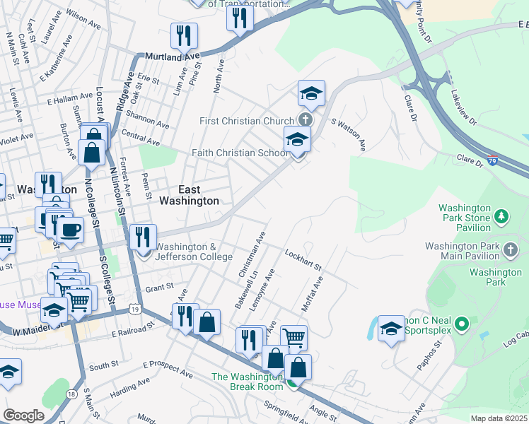 map of restaurants, bars, coffee shops, grocery stores, and more near 416E East Beau Street in Washington