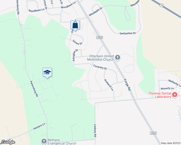 map of restaurants, bars, coffee shops, grocery stores, and more near 207 Forgedale Drive in Carlisle