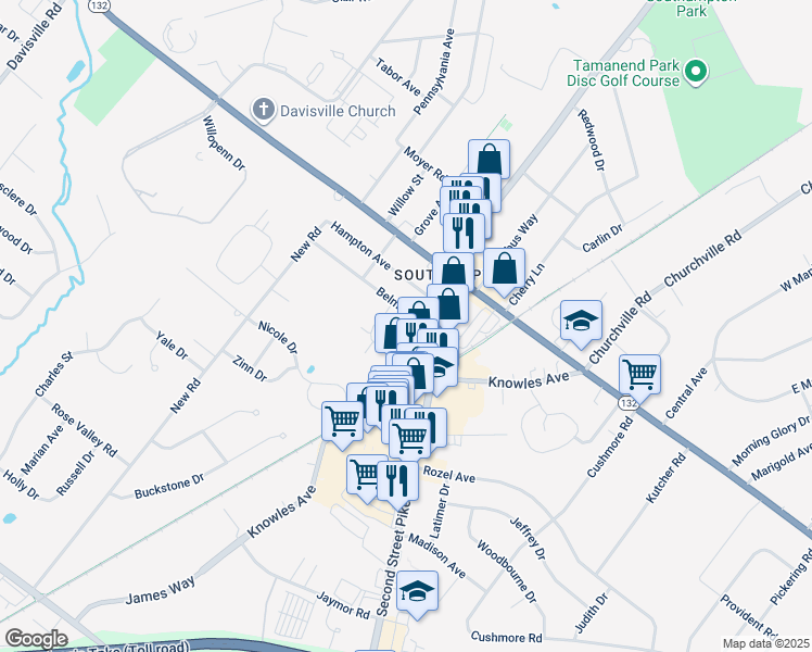 map of restaurants, bars, coffee shops, grocery stores, and more near 52 Belmont Station in Southampton