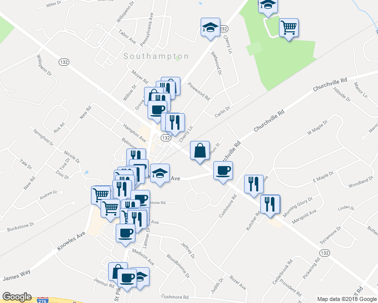 map of restaurants, bars, coffee shops, grocery stores, and more near 801 Southampton Road in Philadelphia