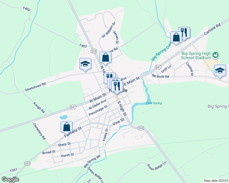 map of restaurants, bars, coffee shops, grocery stores, and more near in Newville