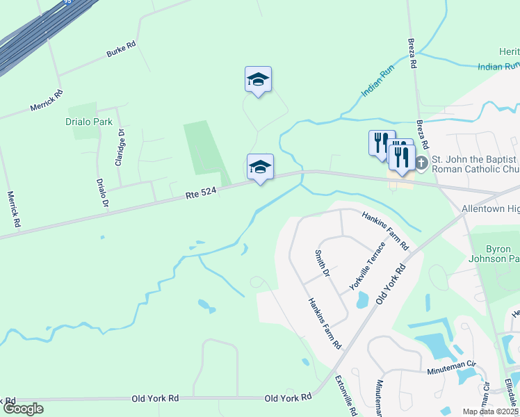 map of restaurants, bars, coffee shops, grocery stores, and more near 1251 Yardville Allentown Road in Allentown