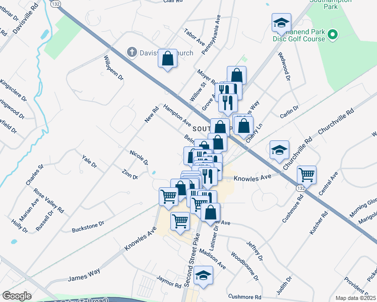 map of restaurants, bars, coffee shops, grocery stores, and more near 66 Belmont Station in Southampton