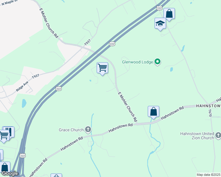map of restaurants, bars, coffee shops, grocery stores, and more near 300 Spring Glen Drive in Ephrata