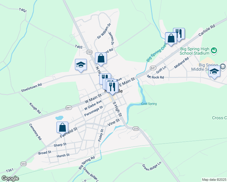 map of restaurants, bars, coffee shops, grocery stores, and more near in Newville