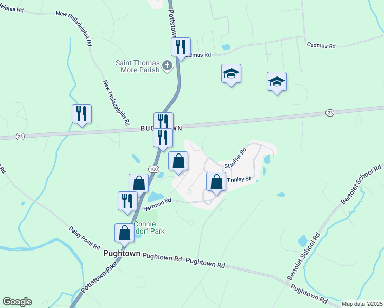 map of restaurants, bars, coffee shops, grocery stores, and more near in Pottstown