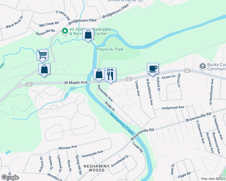 map of restaurants, bars, coffee shops, grocery stores, and more near 509 N Elmwood Ave in Langhorne
