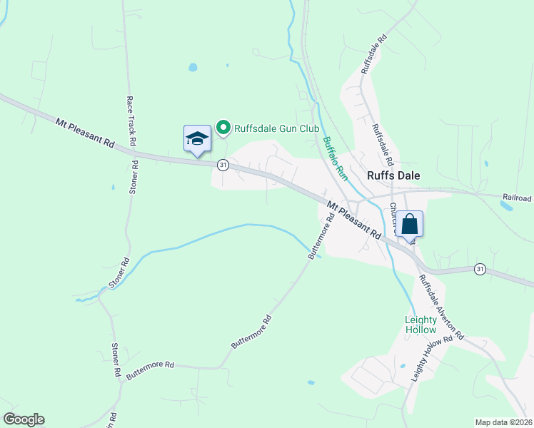 map of restaurants, bars, coffee shops, grocery stores, and more near 776 Pennsylvania 31 in Ruffs Dale