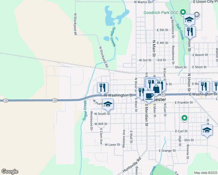 map of restaurants, bars, coffee shops, grocery stores, and more near 124 North Clem Avenue in Winchester