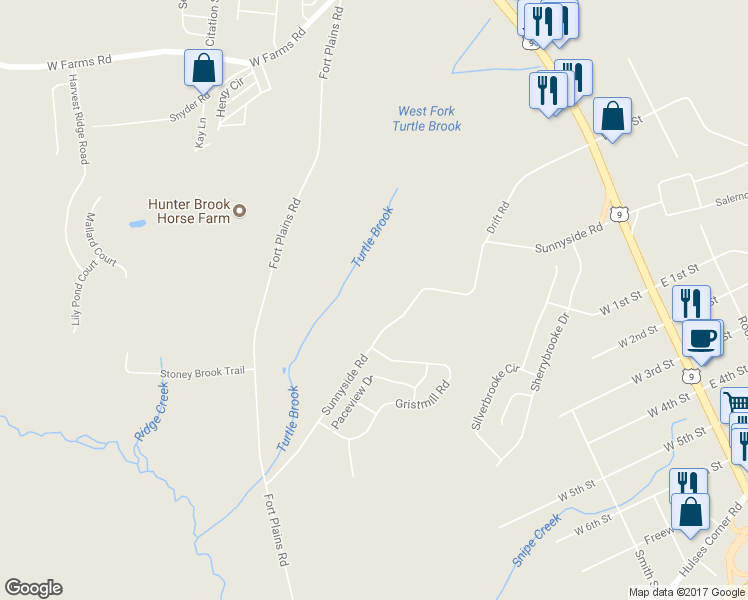 map of restaurants, bars, coffee shops, grocery stores, and more near 53 Sunnyside Road in Howell