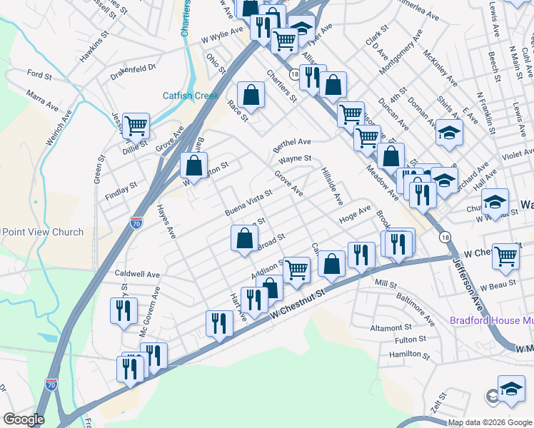 map of restaurants, bars, coffee shops, grocery stores, and more near 706 1/2 Ewing Street in Washington