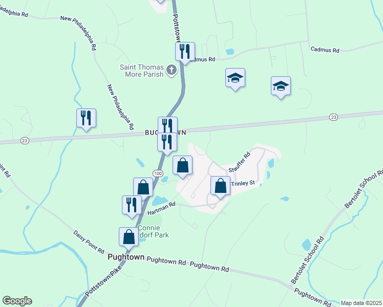 map of restaurants, bars, coffee shops, grocery stores, and more near in Pottstown