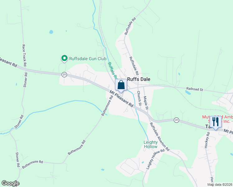 map of restaurants, bars, coffee shops, grocery stores, and more near 830 Mount Pleasant Road in Ruffs Dale