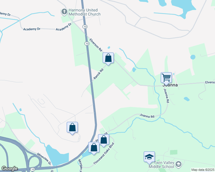 map of restaurants, bars, coffee shops, grocery stores, and more near Ranck Road in Berks County
