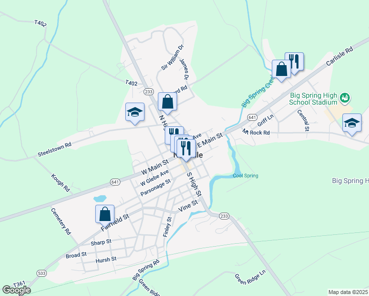map of restaurants, bars, coffee shops, grocery stores, and more near in Newville