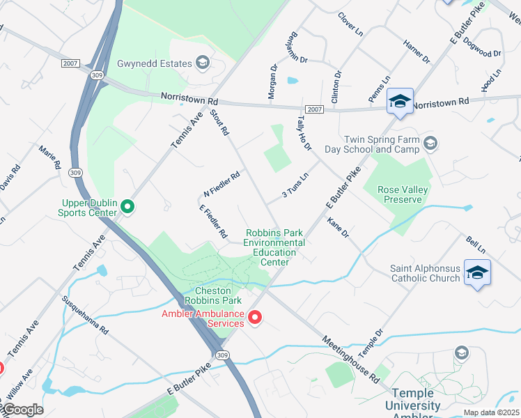 map of restaurants, bars, coffee shops, grocery stores, and more near 301 Stout Road in Ambler