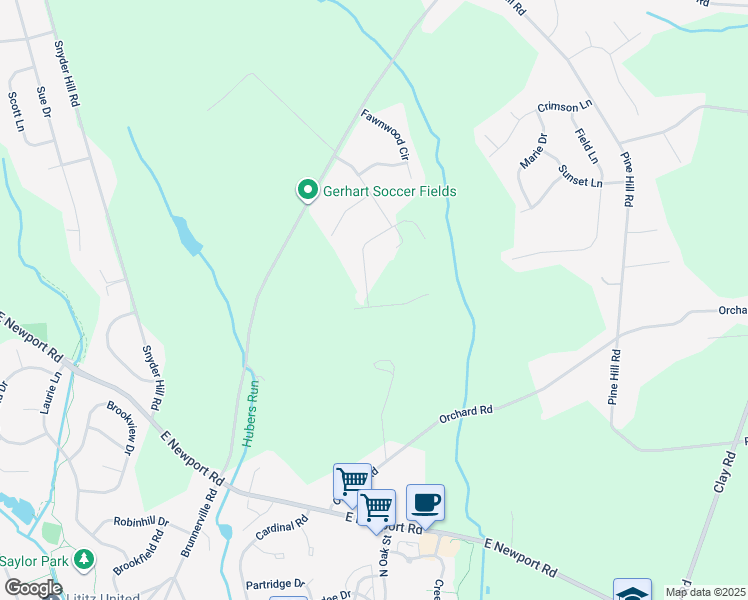 map of restaurants, bars, coffee shops, grocery stores, and more near 2 Knollwood Drive in Lititz