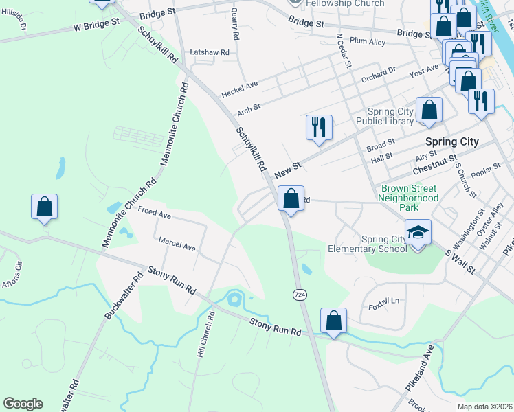 map of restaurants, bars, coffee shops, grocery stores, and more near 837 Hill Church Road in Spring City