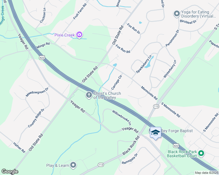 map of restaurants, bars, coffee shops, grocery stores, and more near 40 Saddleview Drive in Royersford