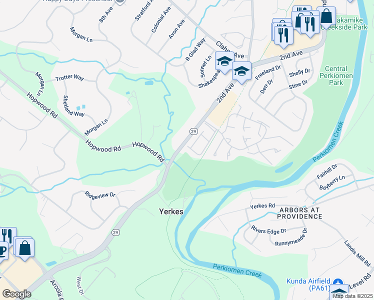 map of restaurants, bars, coffee shops, grocery stores, and more near 137 Hemlock Drive in Collegeville
