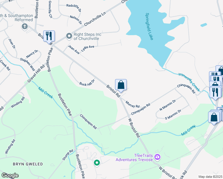 map of restaurants, bars, coffee shops, grocery stores, and more near 1860 Bristol Road in Southampton