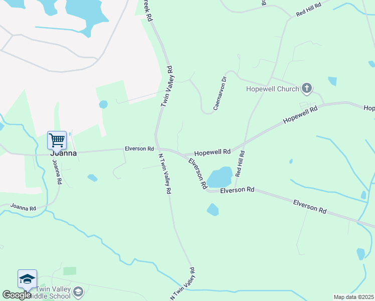 map of restaurants, bars, coffee shops, grocery stores, and more near 2520 Hopewell Road in Elverson