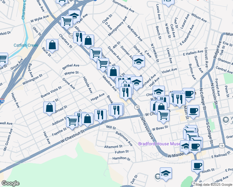 map of restaurants, bars, coffee shops, grocery stores, and more near 380 Meadow Avenue in Washington