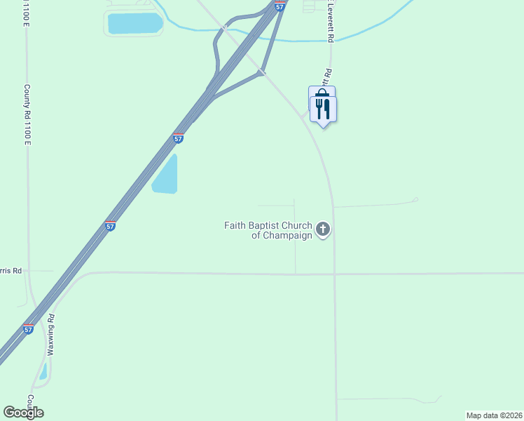 map of restaurants, bars, coffee shops, grocery stores, and more near 54 East John Lane in Champaign