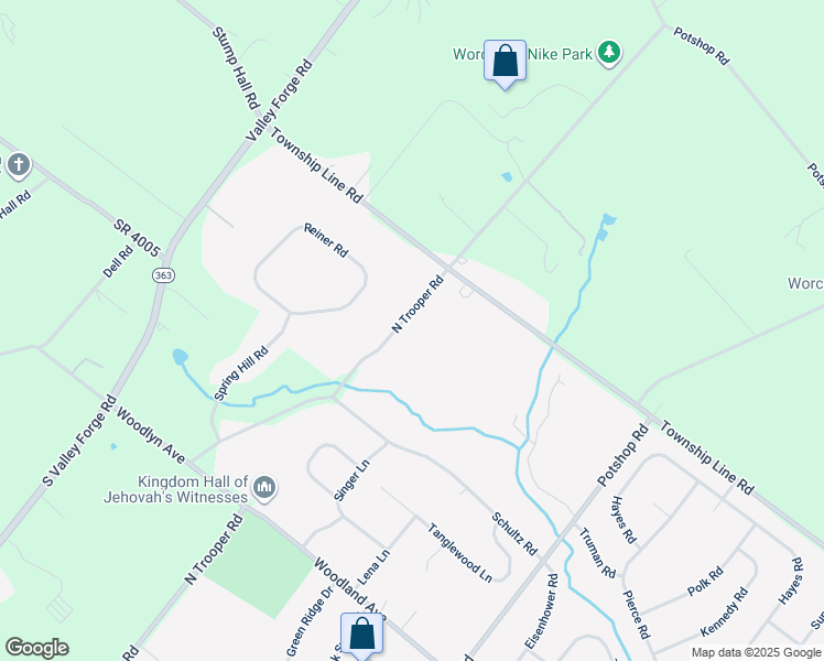 map of restaurants, bars, coffee shops, grocery stores, and more near 2014 North Trooper Road in Eagleville