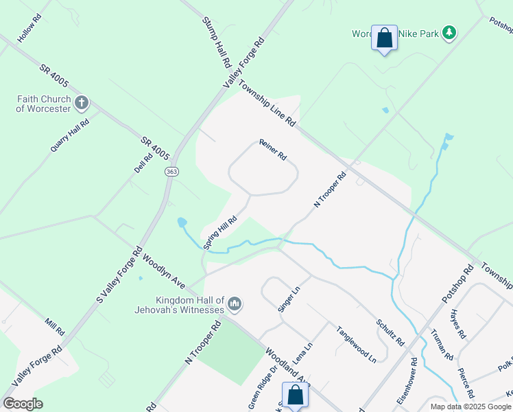 map of restaurants, bars, coffee shops, grocery stores, and more near 1376 Spring Hill Road in Norristown