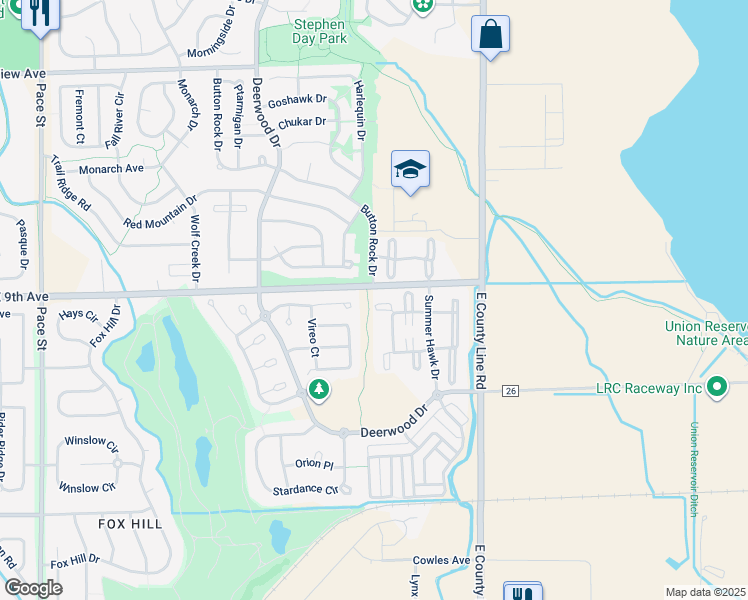 map of restaurants, bars, coffee shops, grocery stores, and more near 11 Button Rock Drive in Longmont