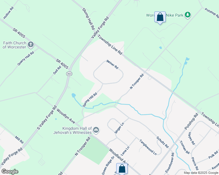 map of restaurants, bars, coffee shops, grocery stores, and more near Reiner Road in Eagleville