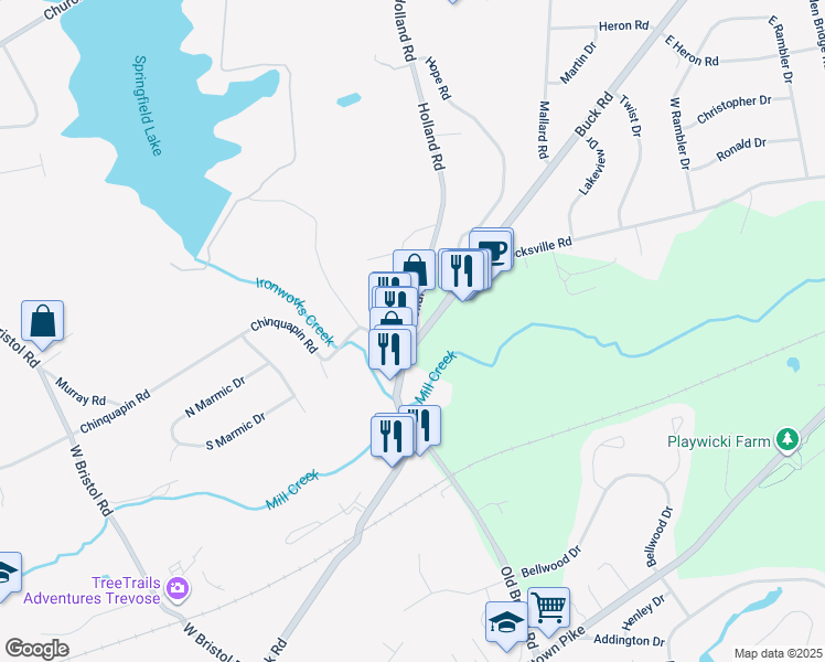 map of restaurants, bars, coffee shops, grocery stores, and more near 231 East Village Road in Southampton