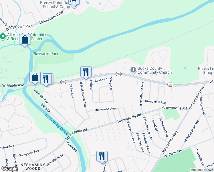 map of restaurants, bars, coffee shops, grocery stores, and more near 13 Oswin Turn in Langhorne