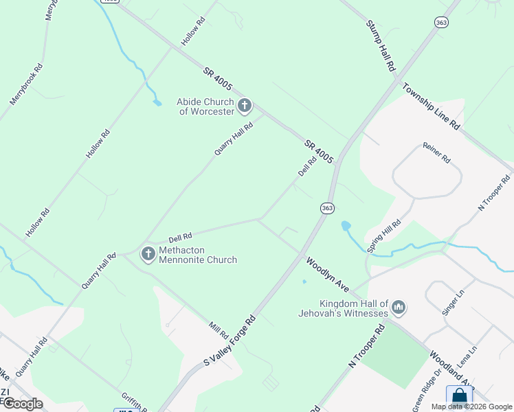map of restaurants, bars, coffee shops, grocery stores, and more near 1281 Dell Road in Eagleville