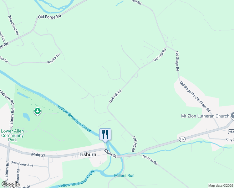 map of restaurants, bars, coffee shops, grocery stores, and more near 937-981 Oak Hill Road in Lewisberry