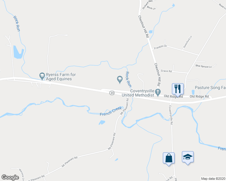 map of restaurants, bars, coffee shops, grocery stores, and more near 1794 Old Ridge Road in Pottstown