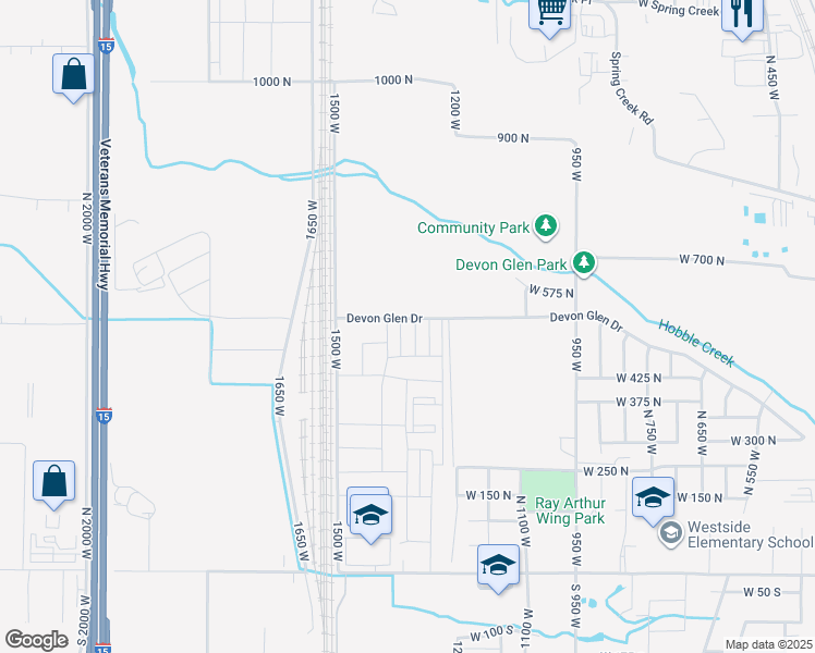 map of restaurants, bars, coffee shops, grocery stores, and more near 1002 West 550 North in Springville