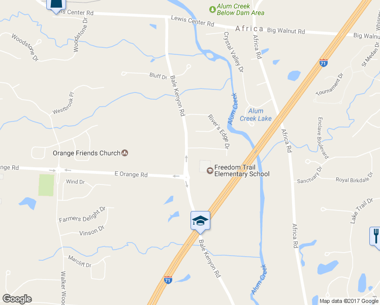 map of restaurants, bars, coffee shops, grocery stores, and more near 3902 River's Run Drive in Lewis Center