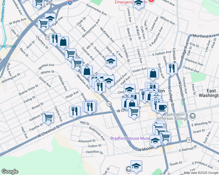map of restaurants, bars, coffee shops, grocery stores, and more near 240 Allison Avenue in Washington